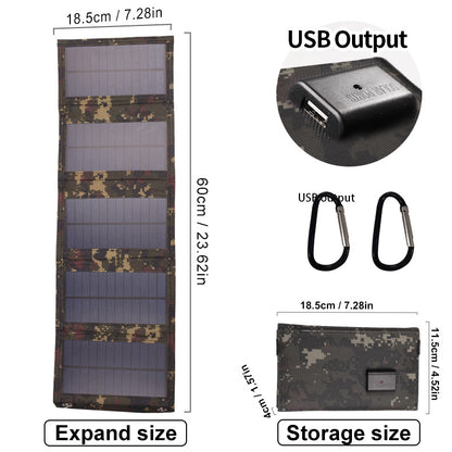 🌞⚡SolarPack Charge™ - ソーラーチャージャー折りたたみ式 5V 20W USB出力 キャンプ用🌞⚡