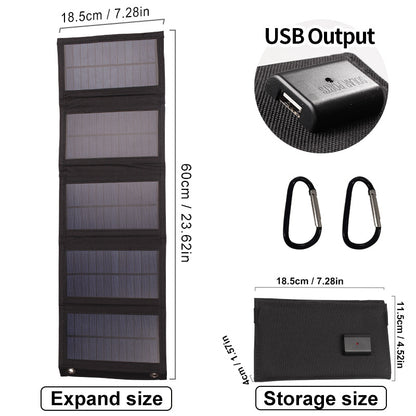 🌞⚡SolarPack Charge™ - ソーラーチャージャー折りたたみ式 5V 20W USB出力 キャンプ用🌞⚡